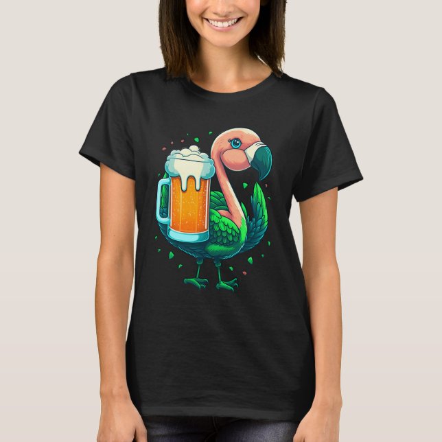 Camiseta Leprechaun Flamingo Beer Irish Flamingo St Patrick (Frente)