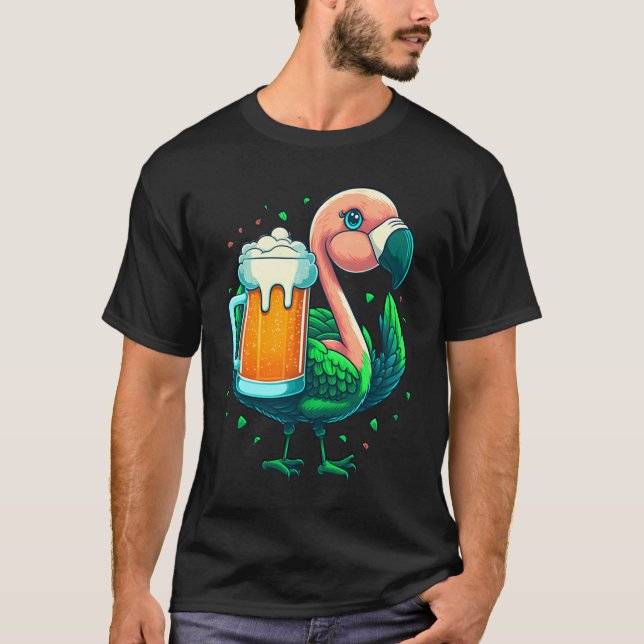 Camiseta Leprechaun Flamingo Beer Irish Flamingo St Patrick (Frente)