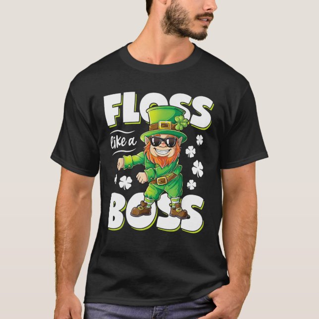 Camiseta Leprechaun Floss-Like-A-Boss-Ruas-Patricks-Day-Fun (Frente)