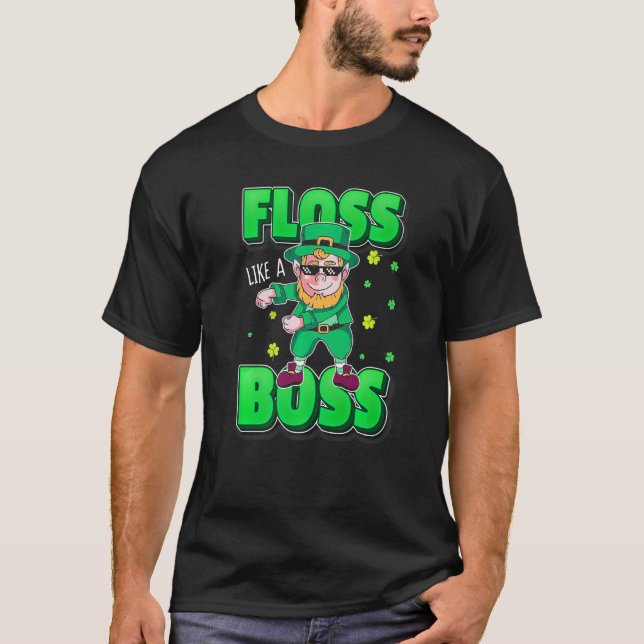 Camiseta Leprechaun Floss Like A Boss  St Patricks Day Boys (Frente)