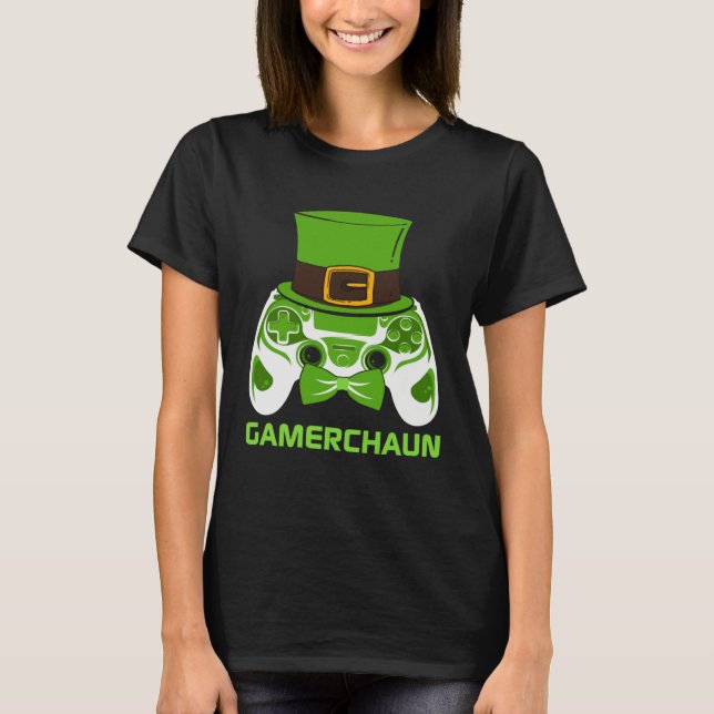 Camiseta Leprechaun Gamer St Patricks Day Lucky Irish Gamin (Frente)