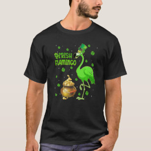 Camiseta Leprechaun Hat Irish Flamingo Dia de São Patrício