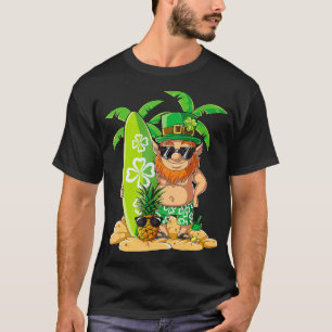 Camiseta Leprechaun Hawaiian Surfing Dia de São Patrício