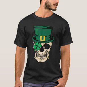Camiseta Leprechaun Irish Skull Skeleton Shamrock Rua Patrã