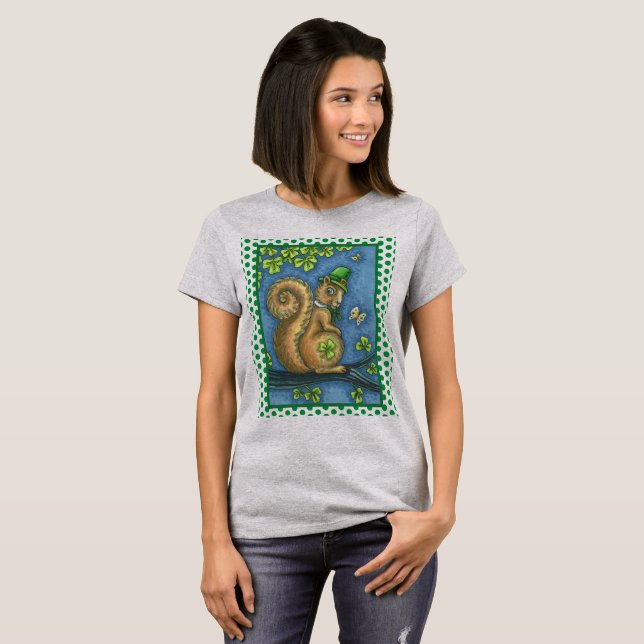 Camiseta LEPRECHAUN IRISH SQUIRREL, RUA. PATRICK'S DAY Luck (Frente Completa)