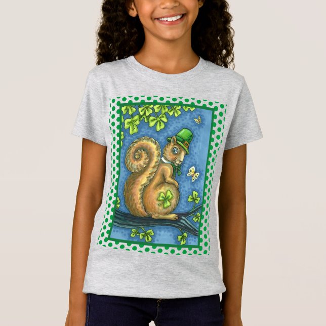 Camiseta LEPRECHAUN IRISH SQUIRREL, RUA. PATRICK'S DAY Luck (Frente)