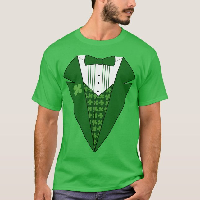 Camiseta Leprechaun Irish Tuxedo T-Shirt Dia de São Patríci (Frente)