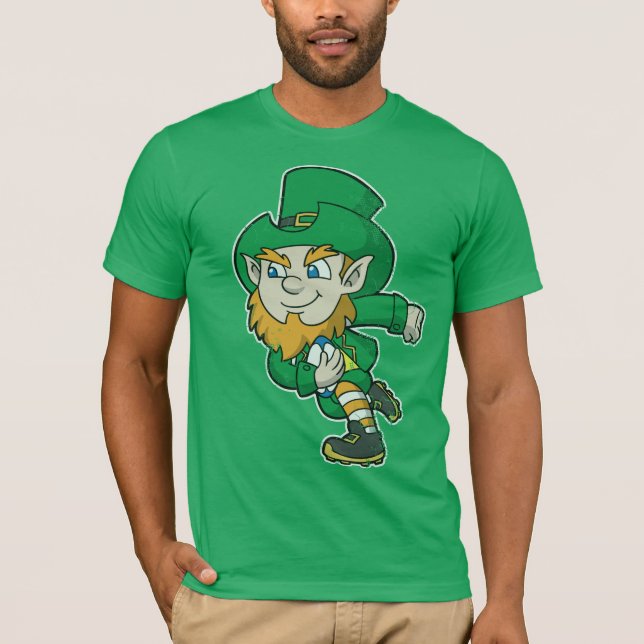 Camiseta Leprechaun irlandês retro do rugby (Frente)
