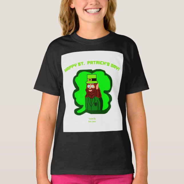 Camiseta Leprechaun Magic Girls Black Basic T Shirt (Frente)
