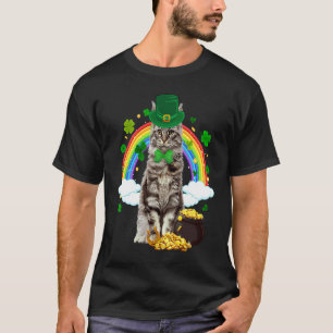 Camiseta Leprechaun Maine Coon Gato Trevo C Dia de São Patr