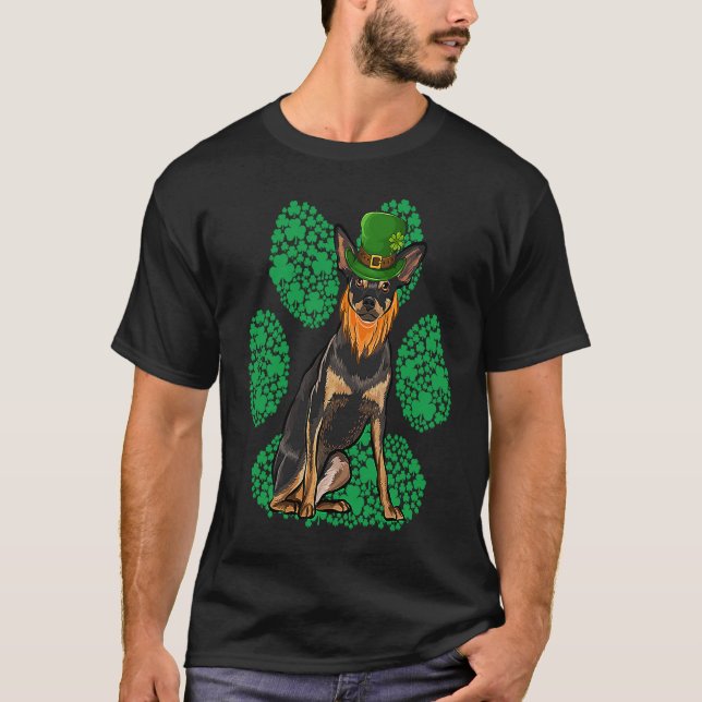 Camiseta Leprechaun Miniature Pinscher St Patricks Day Sham (Frente)