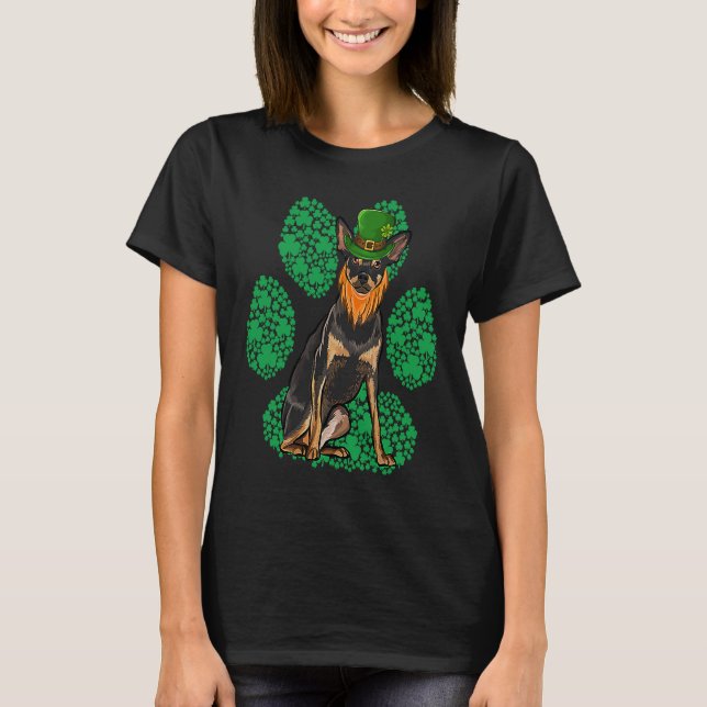 Camiseta Leprechaun Miniature Pinscher St Patricks Day Sham (Frente)