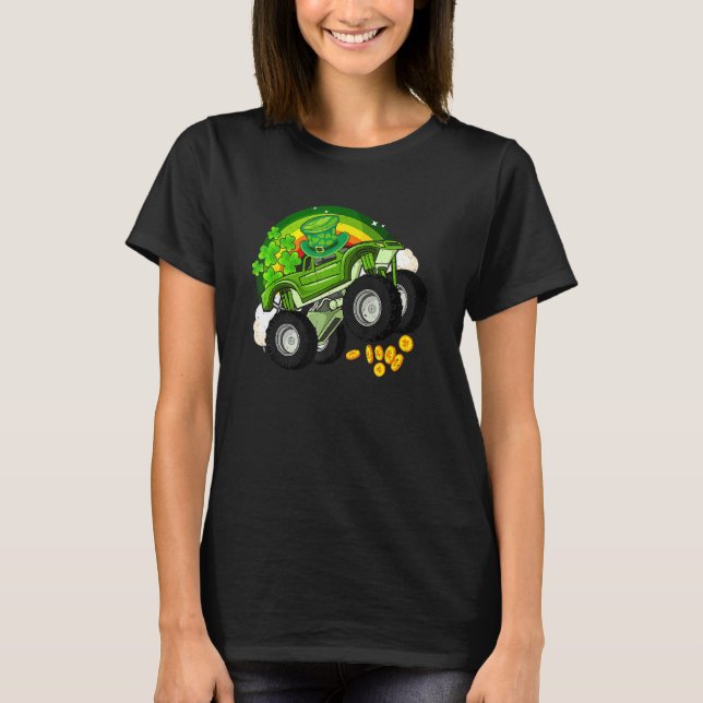 Camiseta Leprechaun Monster Truck Boys Shamrock Rua Patrick (Frente)