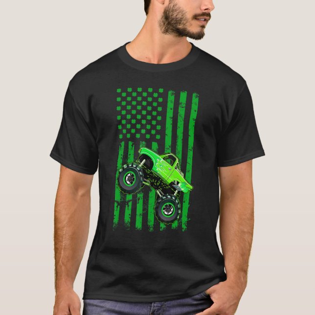 Camiseta Leprechaun Monster Truck Rua Patrick Day American  (Frente)