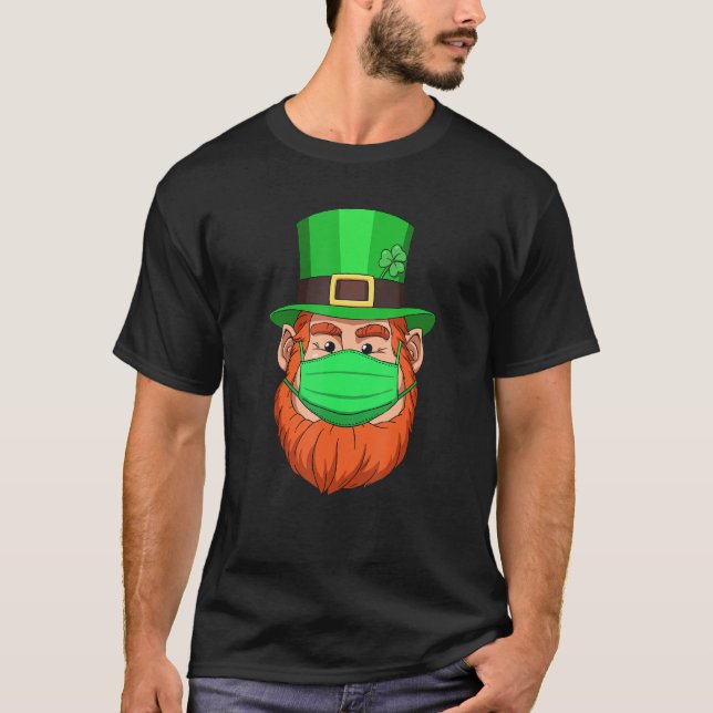 Camiseta Leprechaun No Mask Quarantine Engraçado St Patrick (Frente)