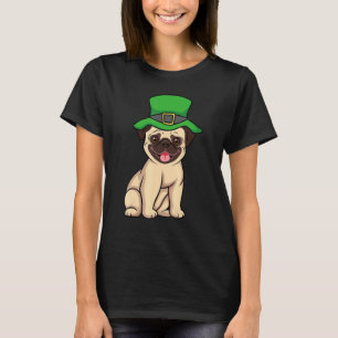 Camiseta Leprechaun Pug Cão Trevo Dia de São Patrício Pitti