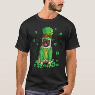 Camiseta Leprechaun Pug Dia de São Patrício Trevo Cachorro