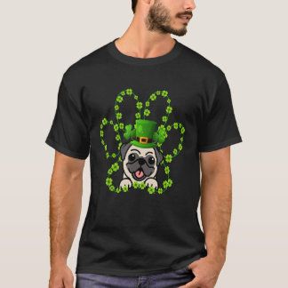 Camiseta Leprechaun Pug Trevo Irlandês Dia de São Patrício