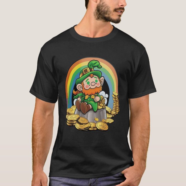 Camiseta Leprechaun Rainbow Pot of Gold St Patrick s Day (Frente)