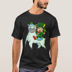 Camiseta Leprechaun Riding Llama Cute Dia de São Patrício