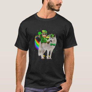 Camiseta Leprechaun Riding Samoyed Dog Dia de São Patríci