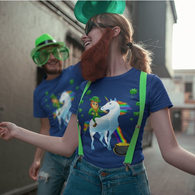 Camiseta Leprechaun Riding Unicorn Pot of Gold St Patrick (Leprechaun Riding Unicorn Pot of Gold St Patrick's T-Shirt)