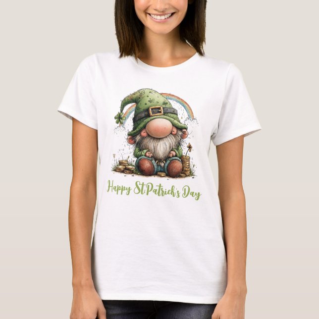 Camiseta Leprechaun Sortudo Sob o Arco-íris (Frente)