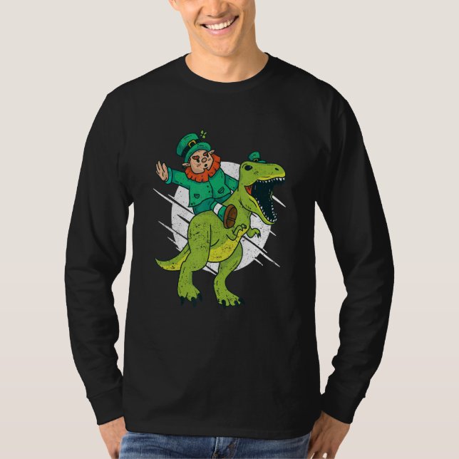 Camiseta Leprechaun T-Rex Irish Shamrock Dinosaur St Patric (Frente)