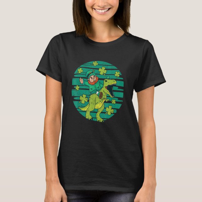 Camiseta Leprechaun T-Rex Irish Shamrock Dinosaur St Patric (Frente)