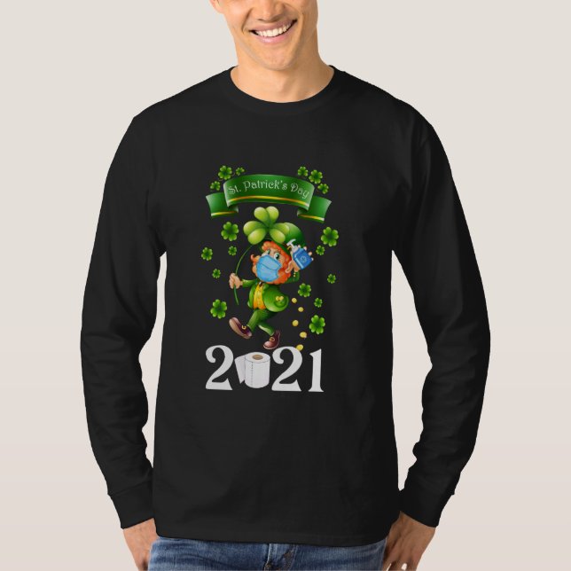 Camiseta Leprechaun Vestindo Mask Funny Saint Patrick S Day (Frente)