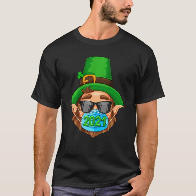 Camiseta Leprechaun Vestindo Mask Happy Rua Dia S. Patrick  (Frente)