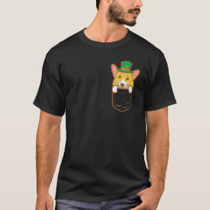 Camiseta Leprechaun Welsh Corgi Bolso Dia de São Patrício A