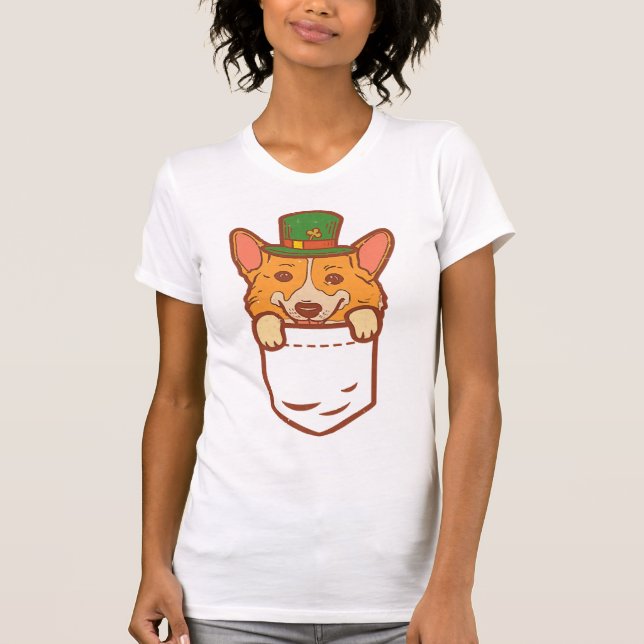 Camiseta Leprechaun Welsh Corgi Pocket Pocket Pet (Frente)