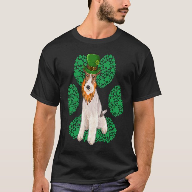 Camiseta Leprechaun Wire Fox Terrier St Patricks Day Shamro (Frente)