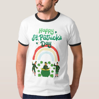 Camiseta "Leprechauns e Rainbow dançantes - Ruas. Dia de Pa