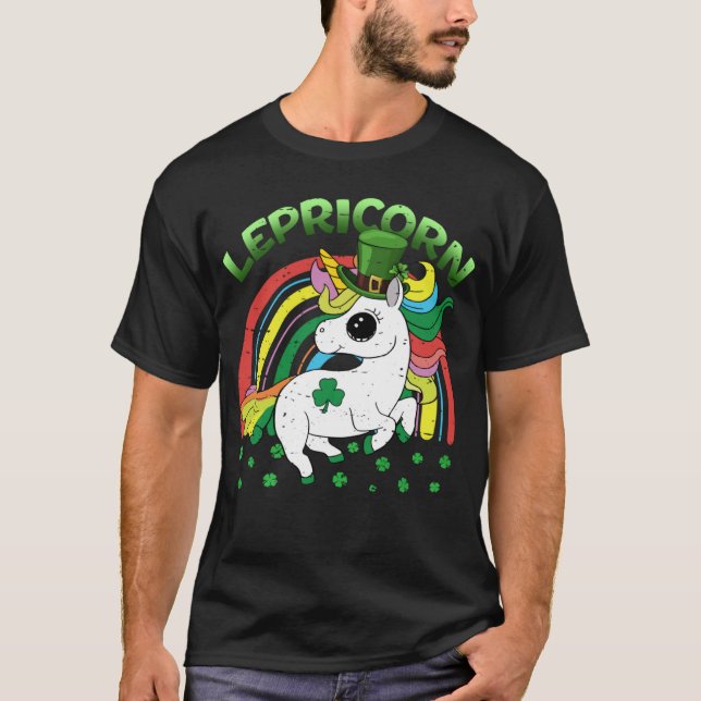 Camiseta Lepricorn Unicorn St Patricks Day  Kids Girls Luck (Frente)