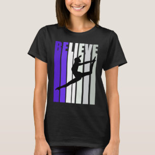 Camiseta Leque de Dança de Meninas Motivacional Retro Roxo