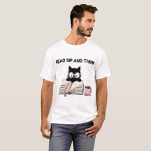 Ler, Beber E Pensar Gato Fofo Lendo Livro & Café