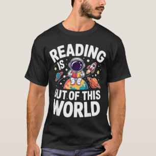 Camiseta Ler é fora deste mundo livros engraçados do espaço