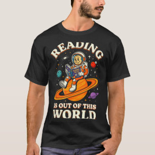 Camiseta Ler é fora deste mundo livros engraçados do espaço