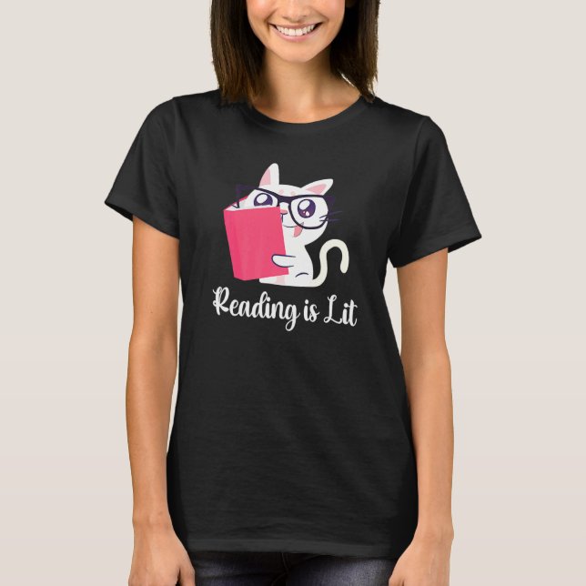 Camiseta Ler é Lit  Livro de Gatos (Frente)