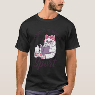 Camiseta Ler é meu esporte favorito Frase engraçada Gato e