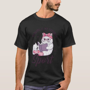 Camiseta Ler é meu esporte favorito Frase engraçada Gato e