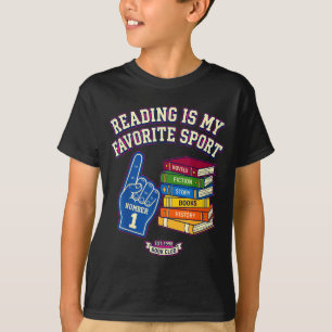 Camiseta Ler é o meu livro de dedo de espuma de esporte fav