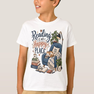 Camiseta Ler é o Meu Lugar Feliz – Design de Amante de Livr