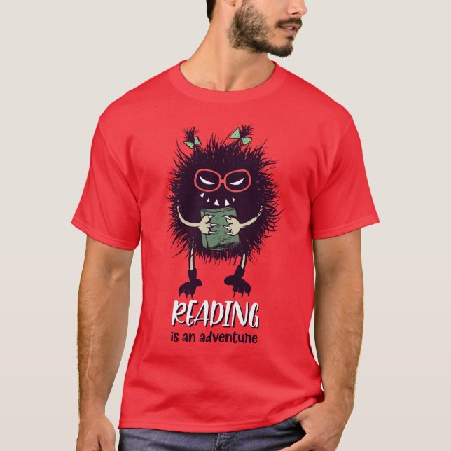 Camiseta Ler é uma aventura, professor engraçado (Frente)
