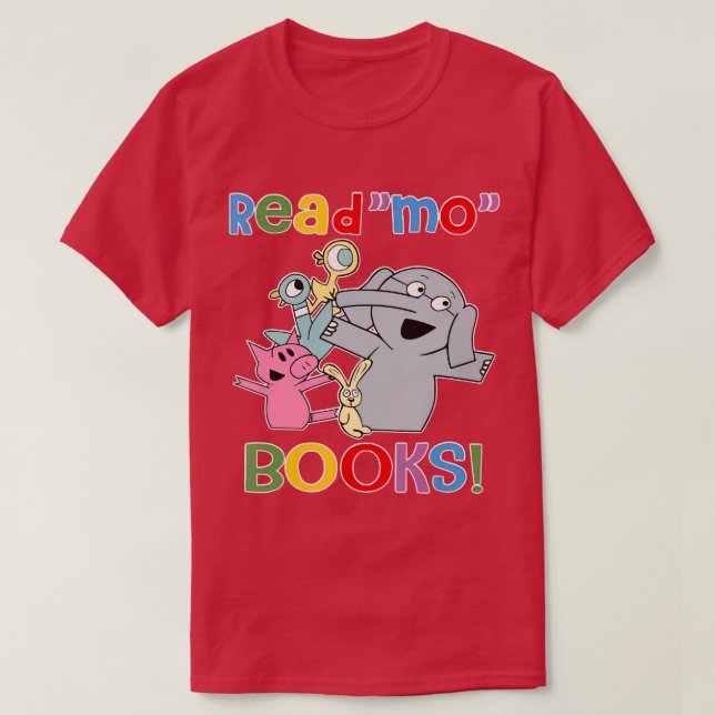 Camiseta ler em livros o elefante piggie do clube da biblio (Frente do Design)