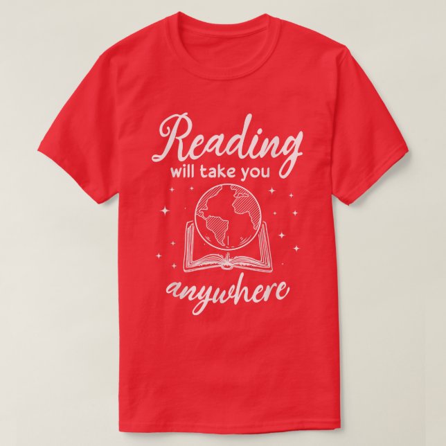 Camiseta Ler Levará Você A Qualquer Lugar, Adventure Book L (Frente do Design)