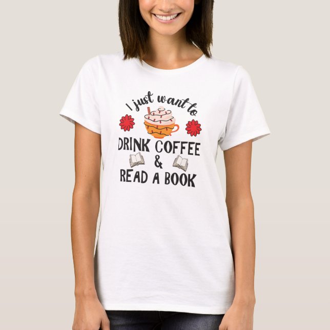 Camiseta Ler Livro E Beber Café (Frente)