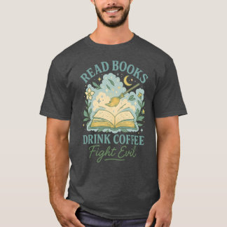 CAMISETA LER LIVROS BEBER CAFÉ